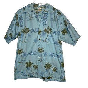 Go Barefoot mens short sleeve Hawaiian shirt size M palm trees button down